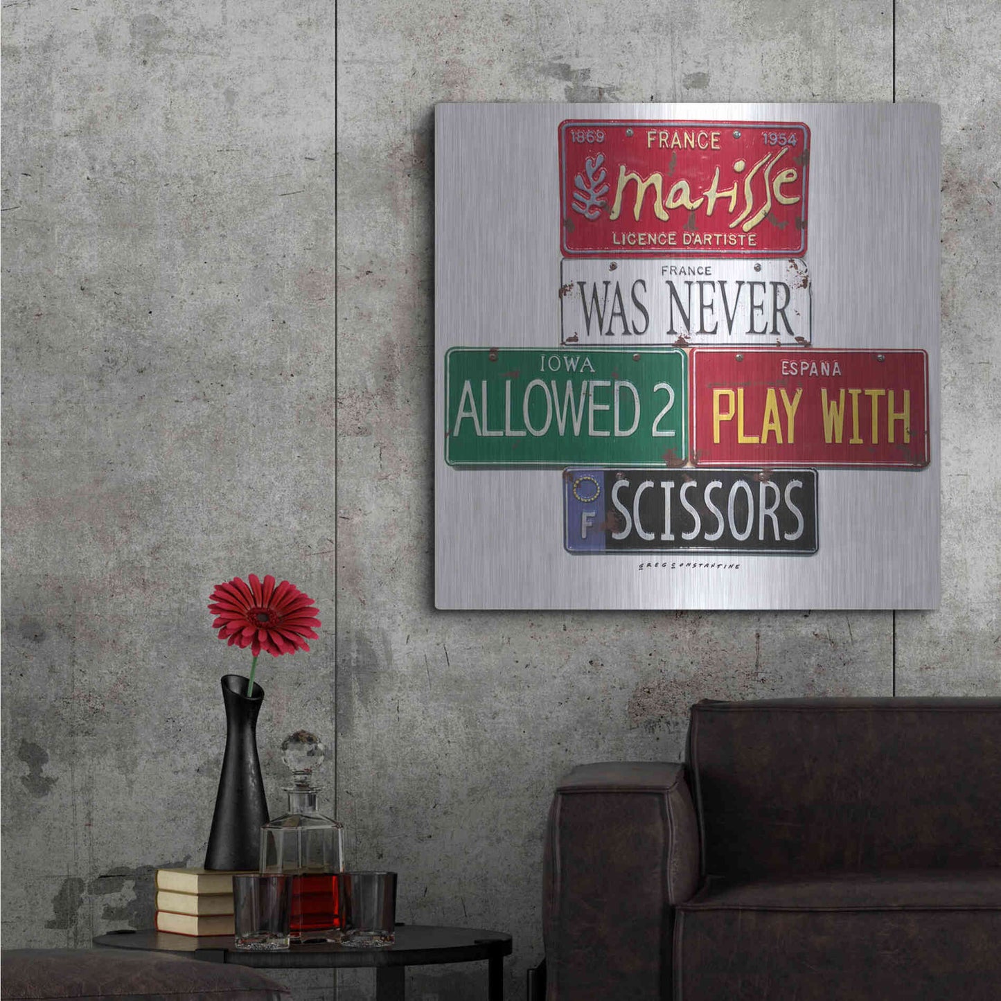 Luxe Metal Art 'Matisse Scissors' by Gregory Constantine, Metal Wall Art,36x36