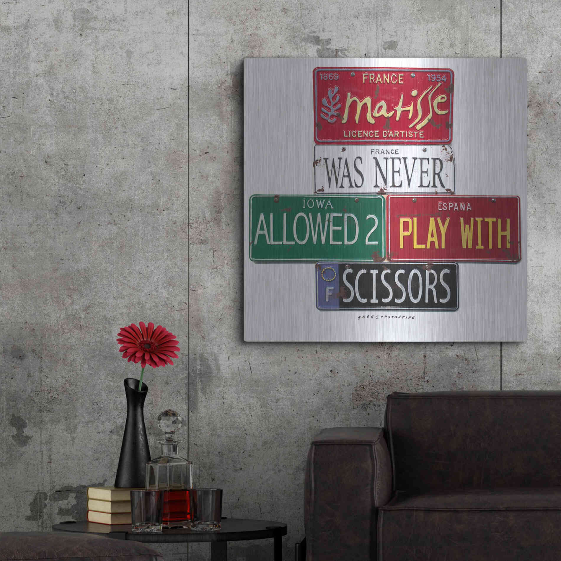 Luxe Metal Art 'Matisse Scissors' by Gregory Constantine, Metal Wall Art,36x36