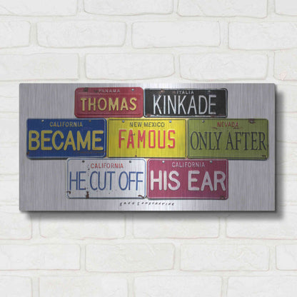 Luxe Metal Art 'Kinkade Cuts Ear' by Gregory Constantine, Metal Wall Art,24x12