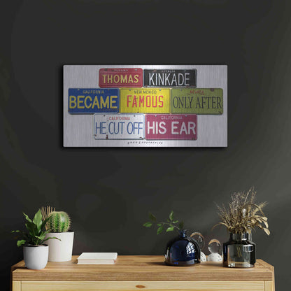 Luxe Metal Art 'Kinkade Cuts Ear' by Gregory Constantine, Metal Wall Art,24x12