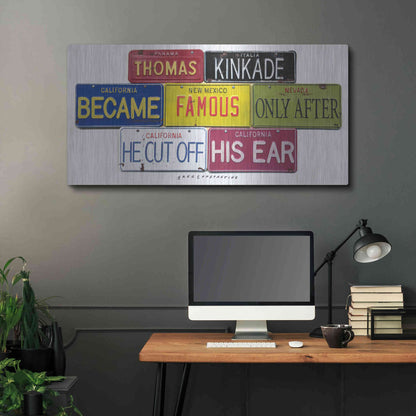 Luxe Metal Art 'Kinkade Cuts Ear' by Gregory Constantine, Metal Wall Art,48x24