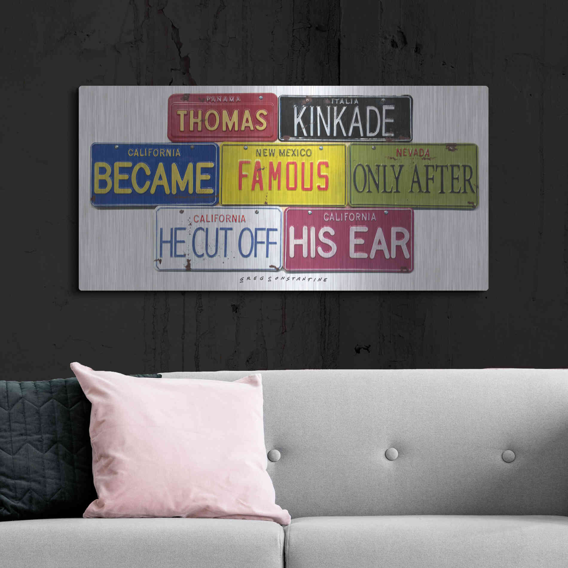Luxe Metal Art 'Kinkade Cuts Ear' by Gregory Constantine, Metal Wall Art,48x24