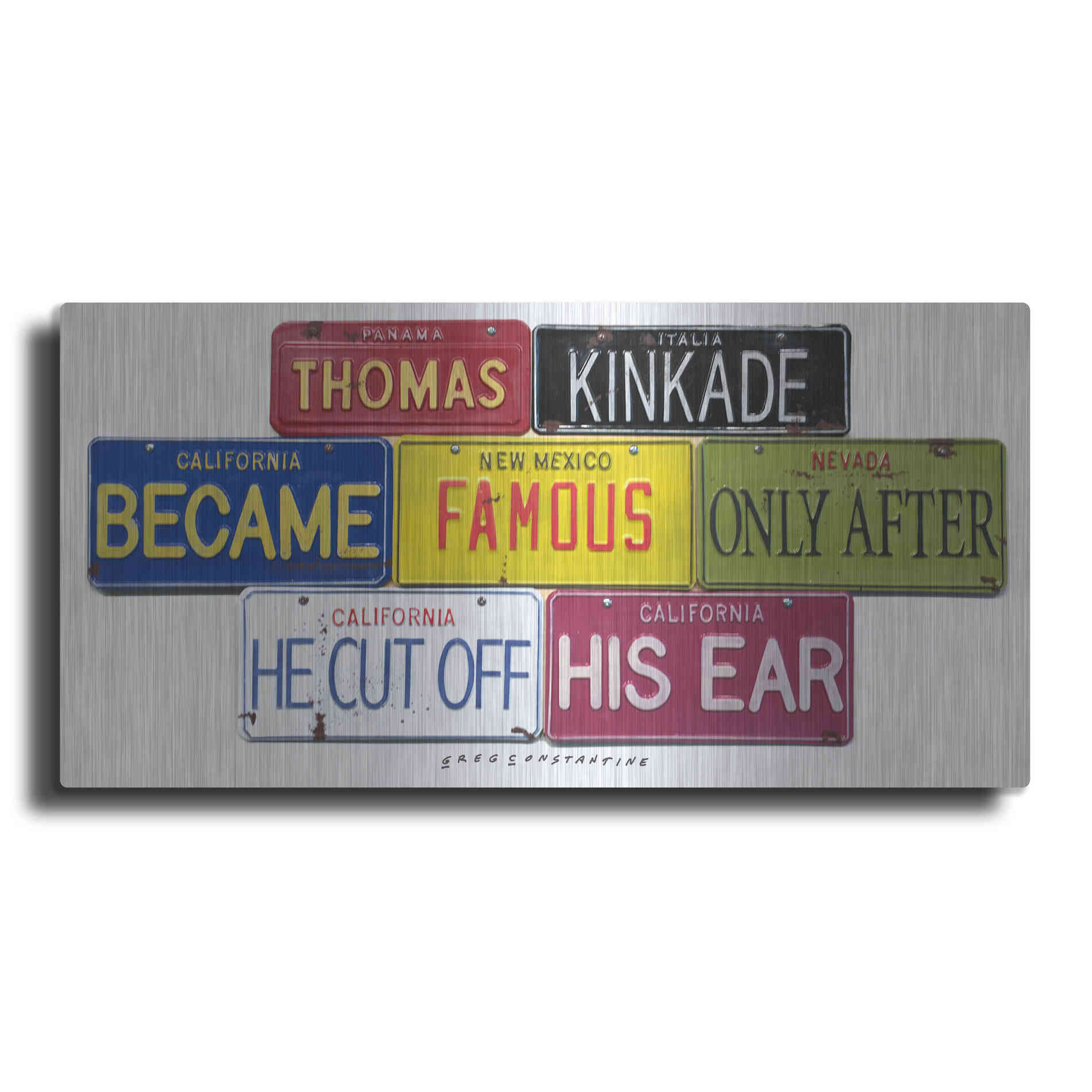 Luxe Metal Art 'Kinkade Cuts Ear' by Gregory Constantine, Metal Wall Art