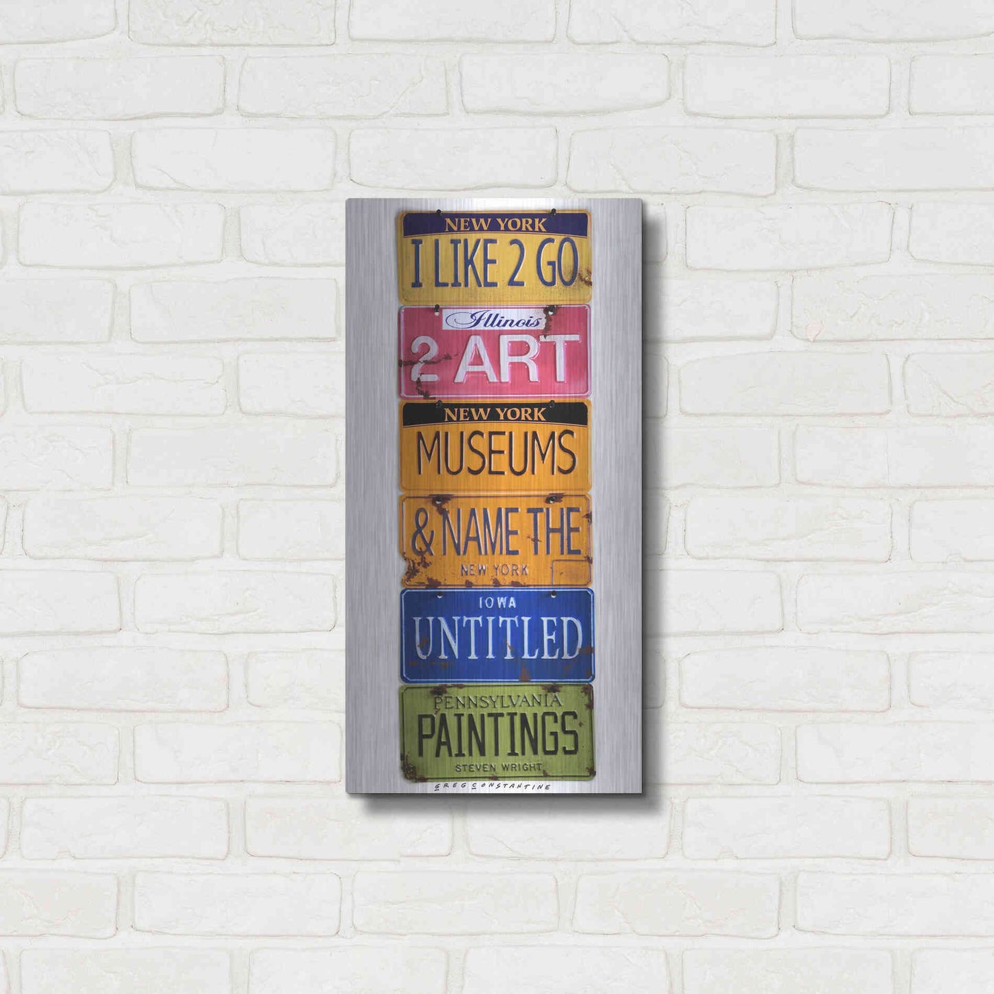 Luxe Metal Art 'I Like 2 Go 2 Museums' by Gregory Constantine, Metal Wall Art,12x24