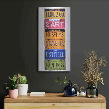 Luxe Metal Art 'I Like 2 Go 2 Museums' by Gregory Constantine, Metal Wall Art,12x24
