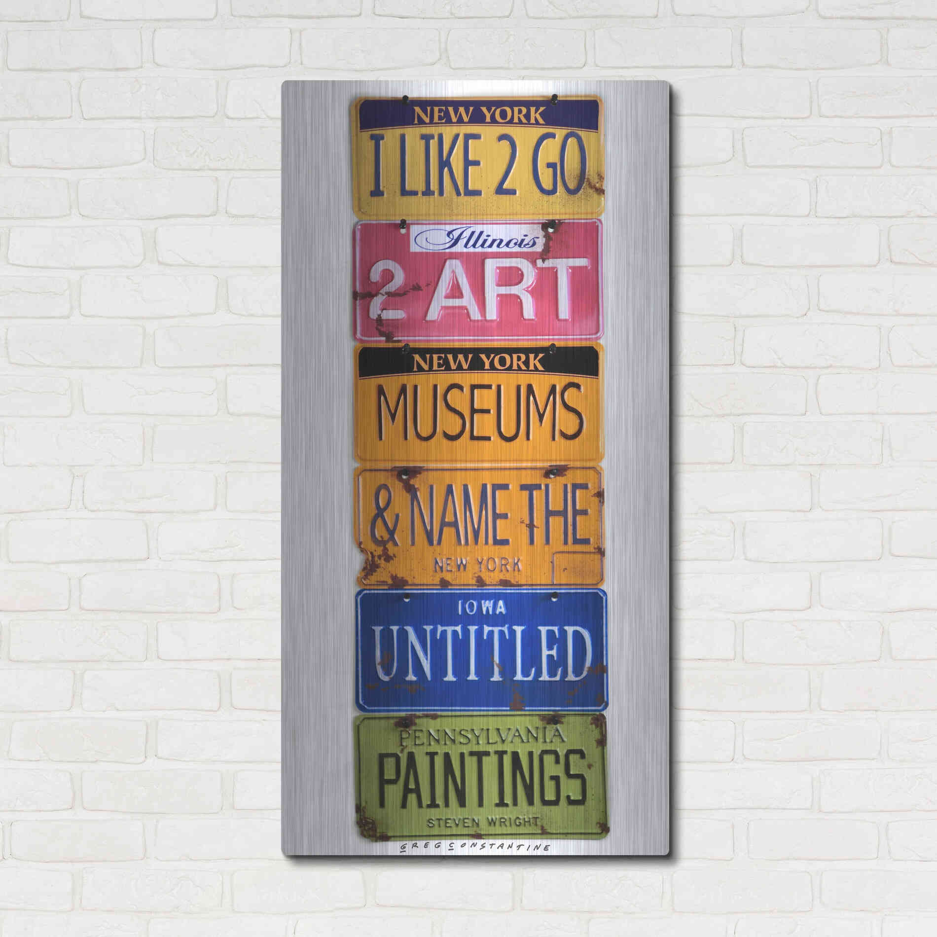 Luxe Metal Art 'I Like 2 Go 2 Museums' by Gregory Constantine, Metal Wall Art,24x48