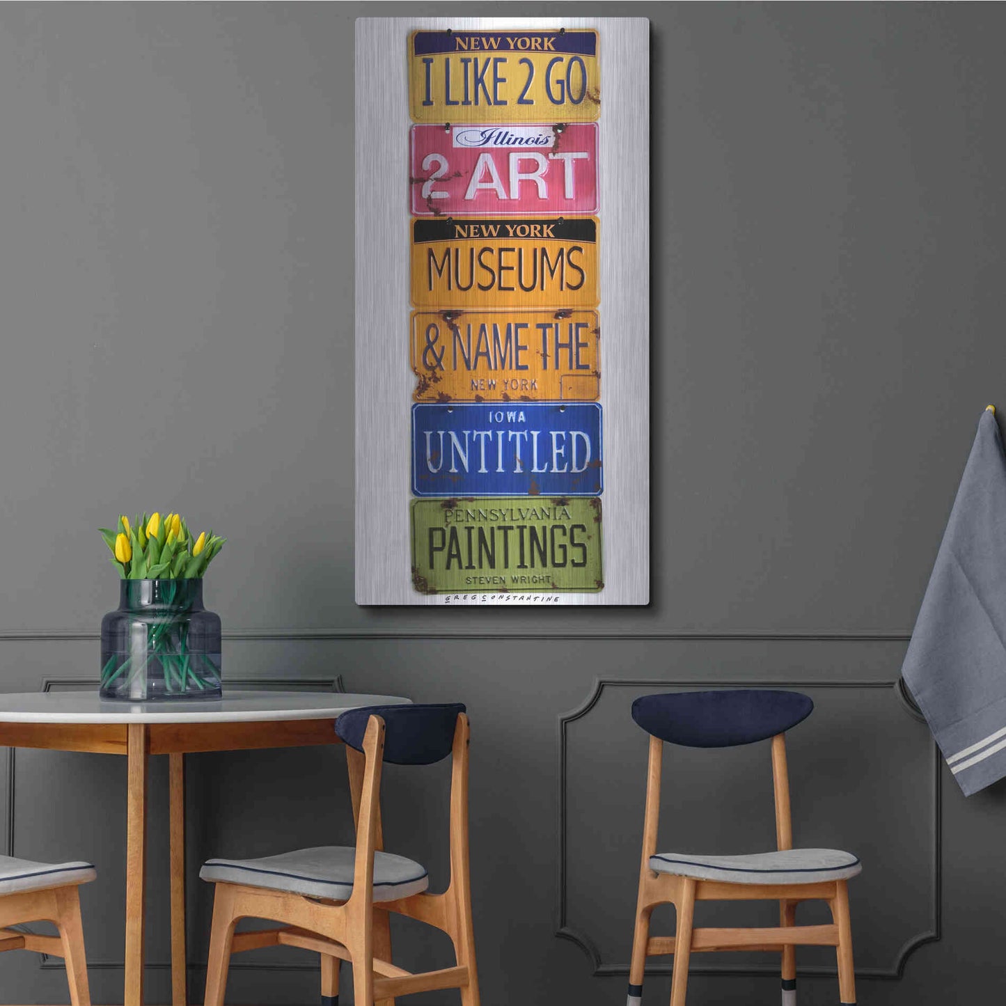 Luxe Metal Art 'I Like 2 Go 2 Museums' by Gregory Constantine, Metal Wall Art,24x48