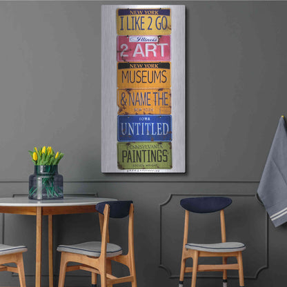 Luxe Metal Art 'I Like 2 Go 2 Museums' by Gregory Constantine, Metal Wall Art,24x48