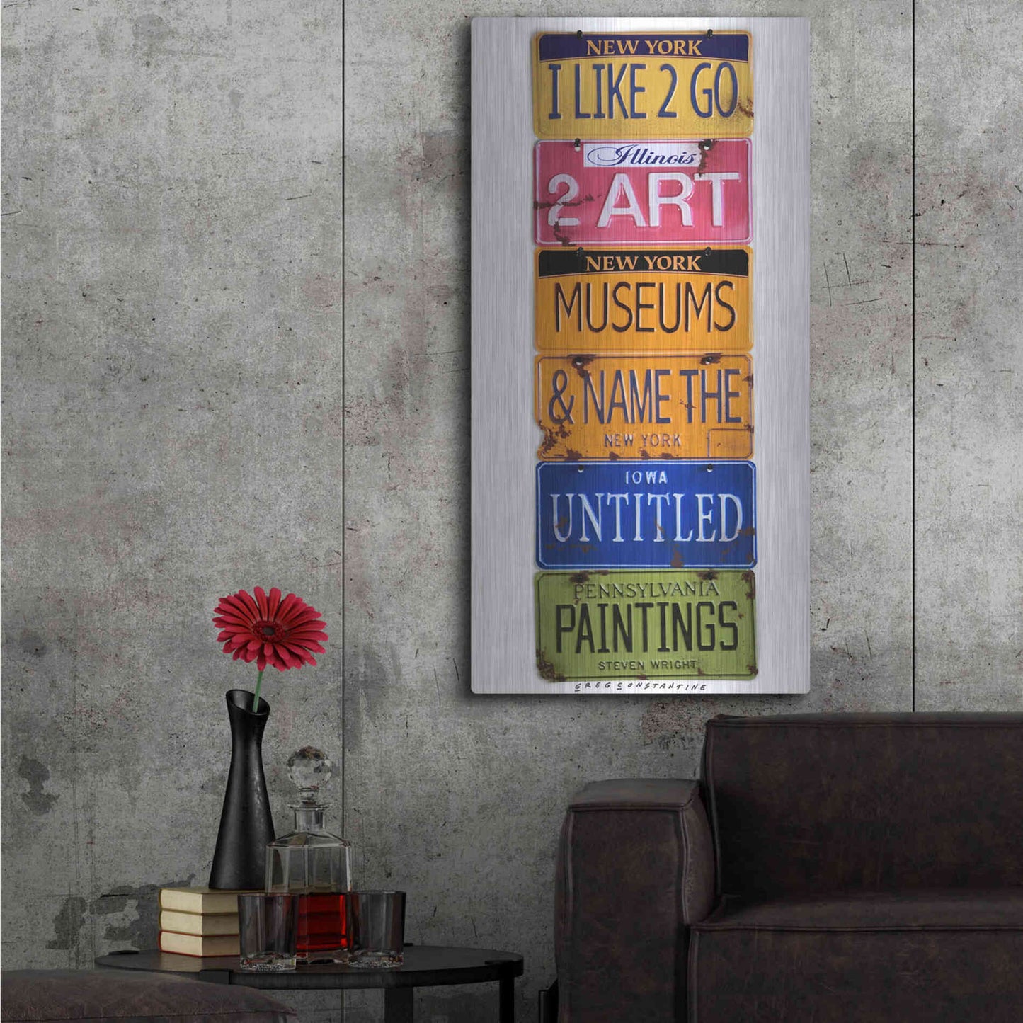 Luxe Metal Art 'I Like 2 Go 2 Museums' by Gregory Constantine, Metal Wall Art,24x48
