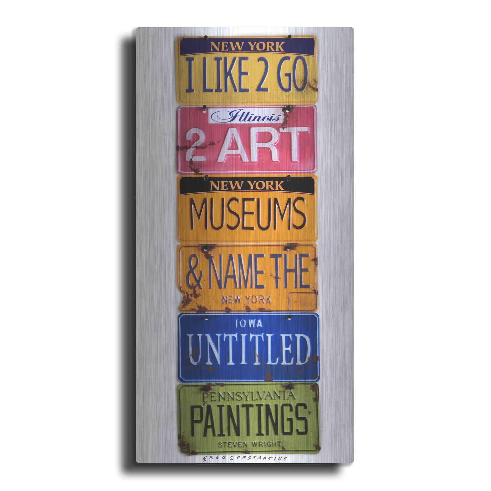 Luxe Metal Art 'I Like 2 Go 2 Museums' by Gregory Constantine, Metal Wall Art