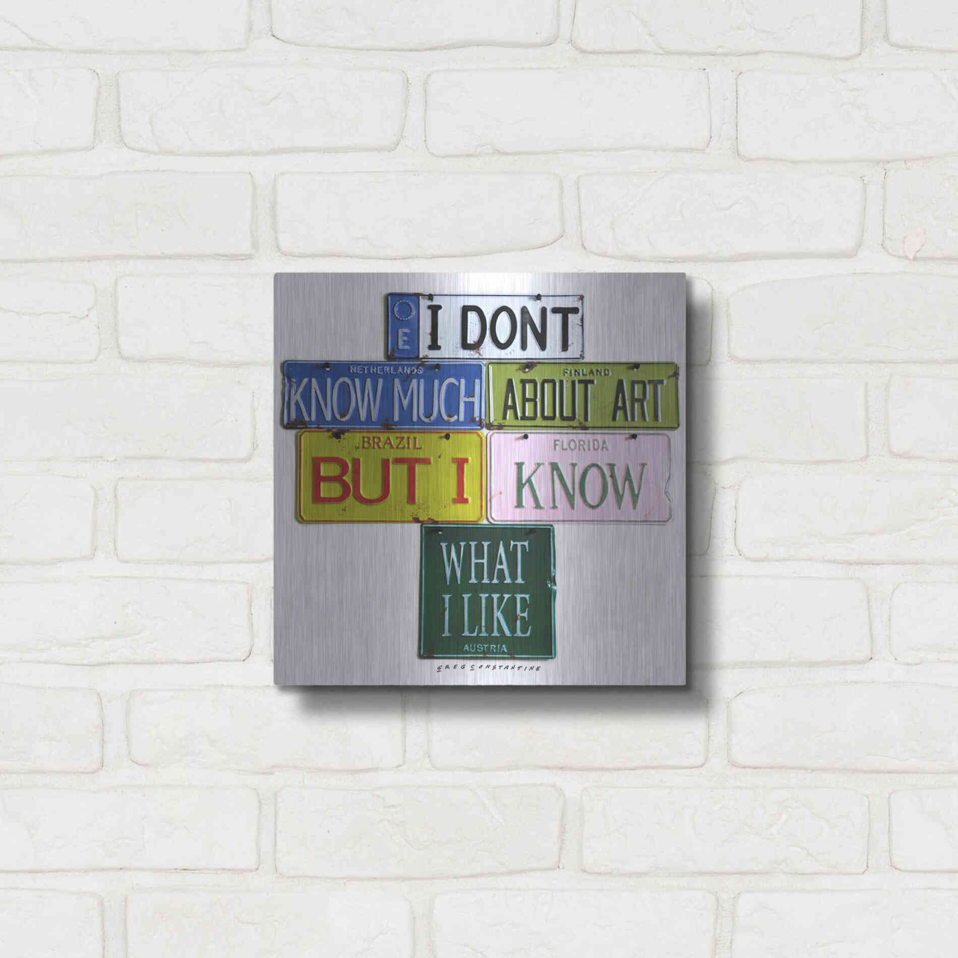 Luxe Metal Art 'I Don't Know Much' by Gregory Constantine, Metal Wall Art,12x12