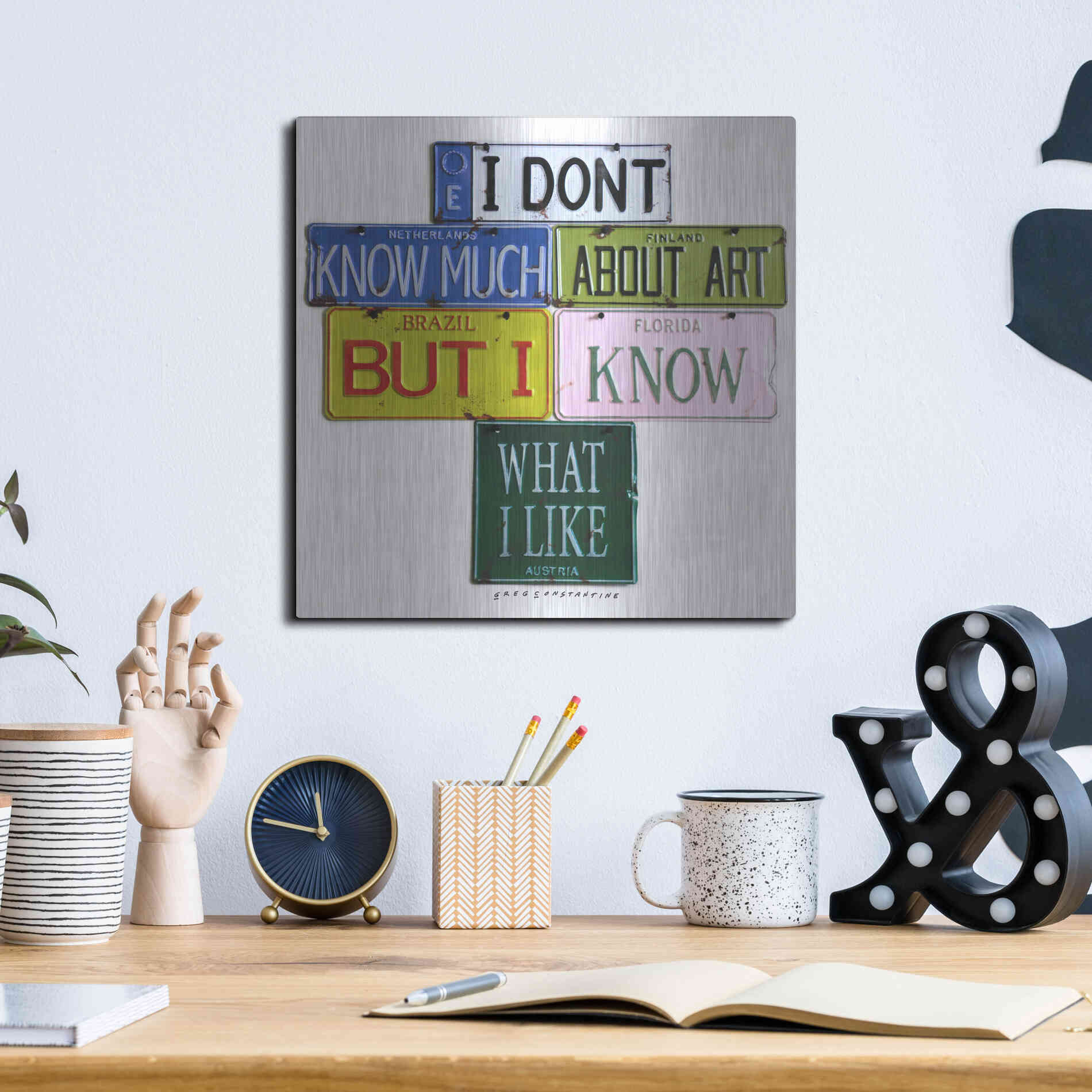 Luxe Metal Art 'I Don't Know Much' by Gregory Constantine, Metal Wall Art,12x12