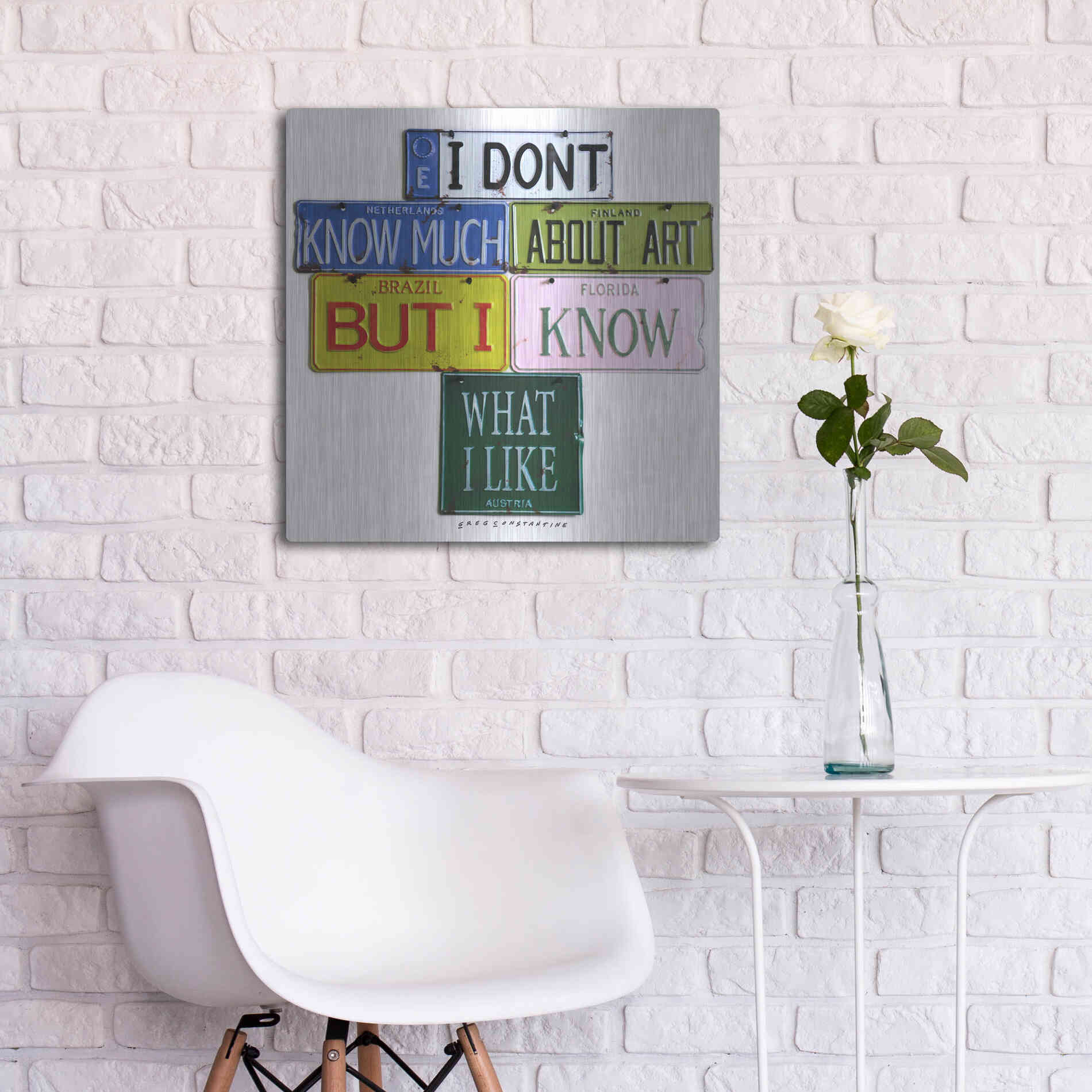 Luxe Metal Art 'I Don't Know Much' by Gregory Constantine, Metal Wall Art,24x24