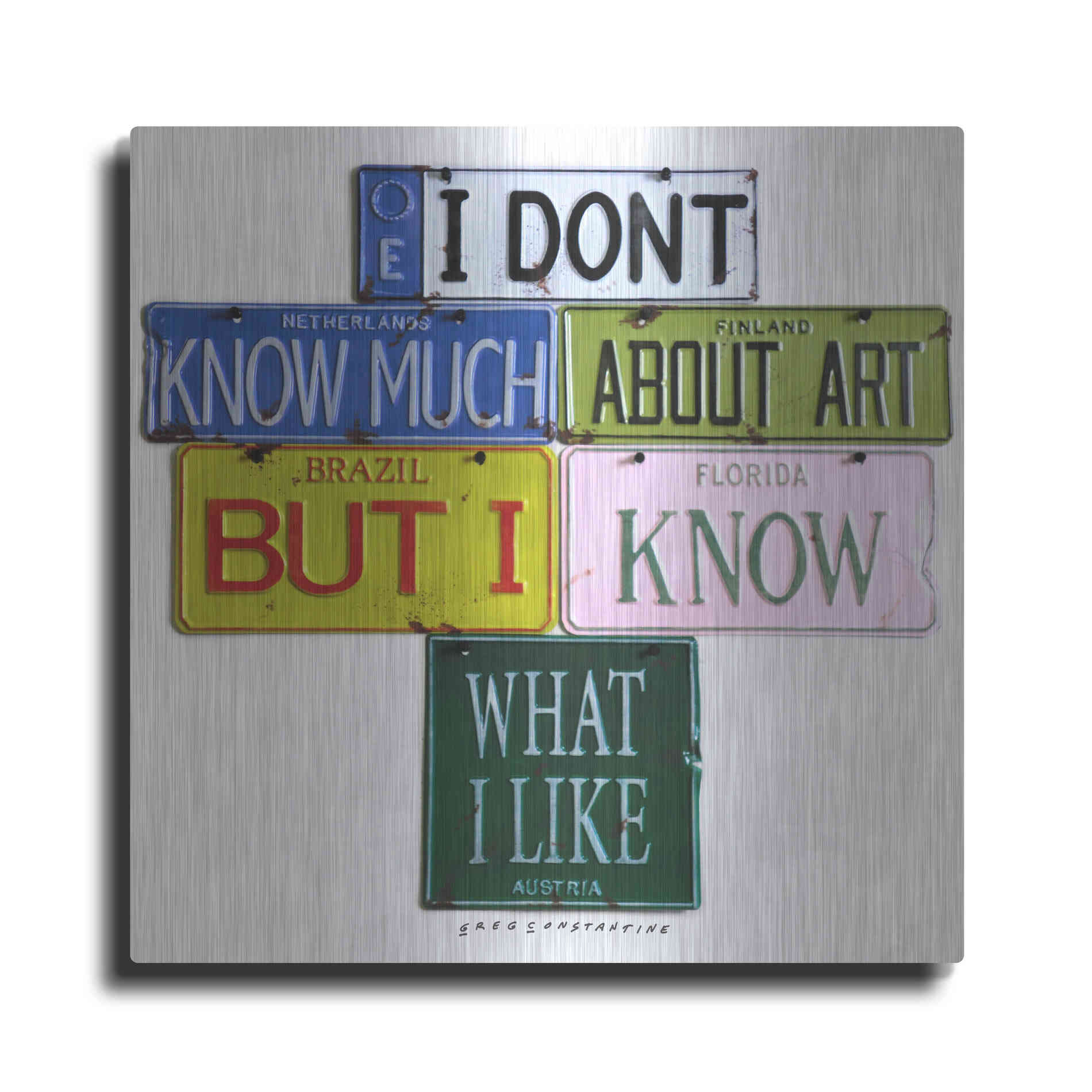 Luxe Metal Art 'I Don't Know Much' by Gregory Constantine, Metal Wall Art