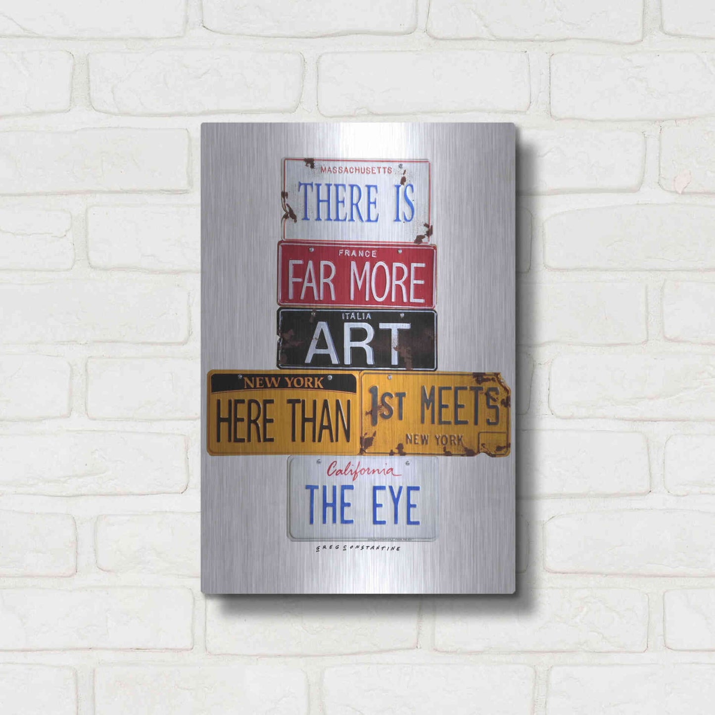 Luxe Metal Art 'Far More Art Here' by Gregory Constantine, Metal Wall Art,12x16