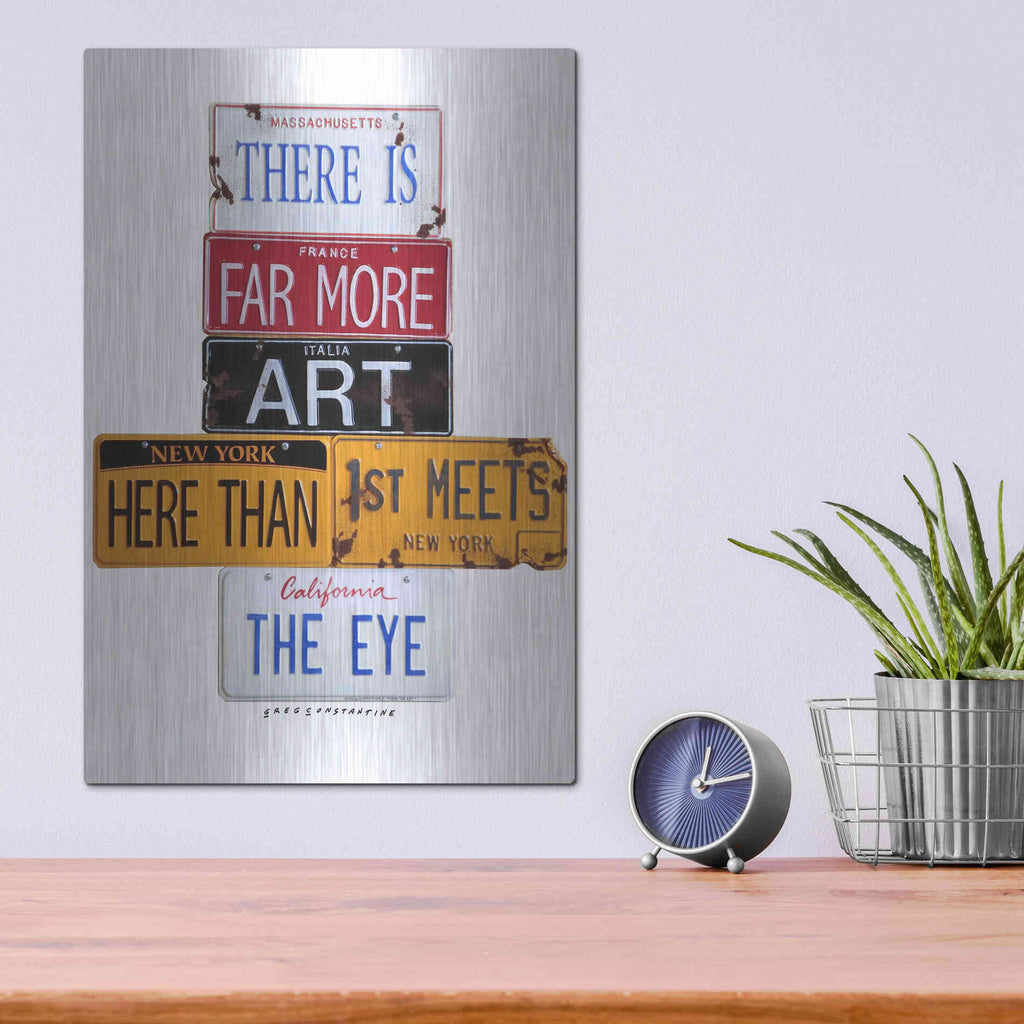 Luxe Metal Art 'Far More Art Here' by Gregory Constantine, Metal Wall Art,12x16