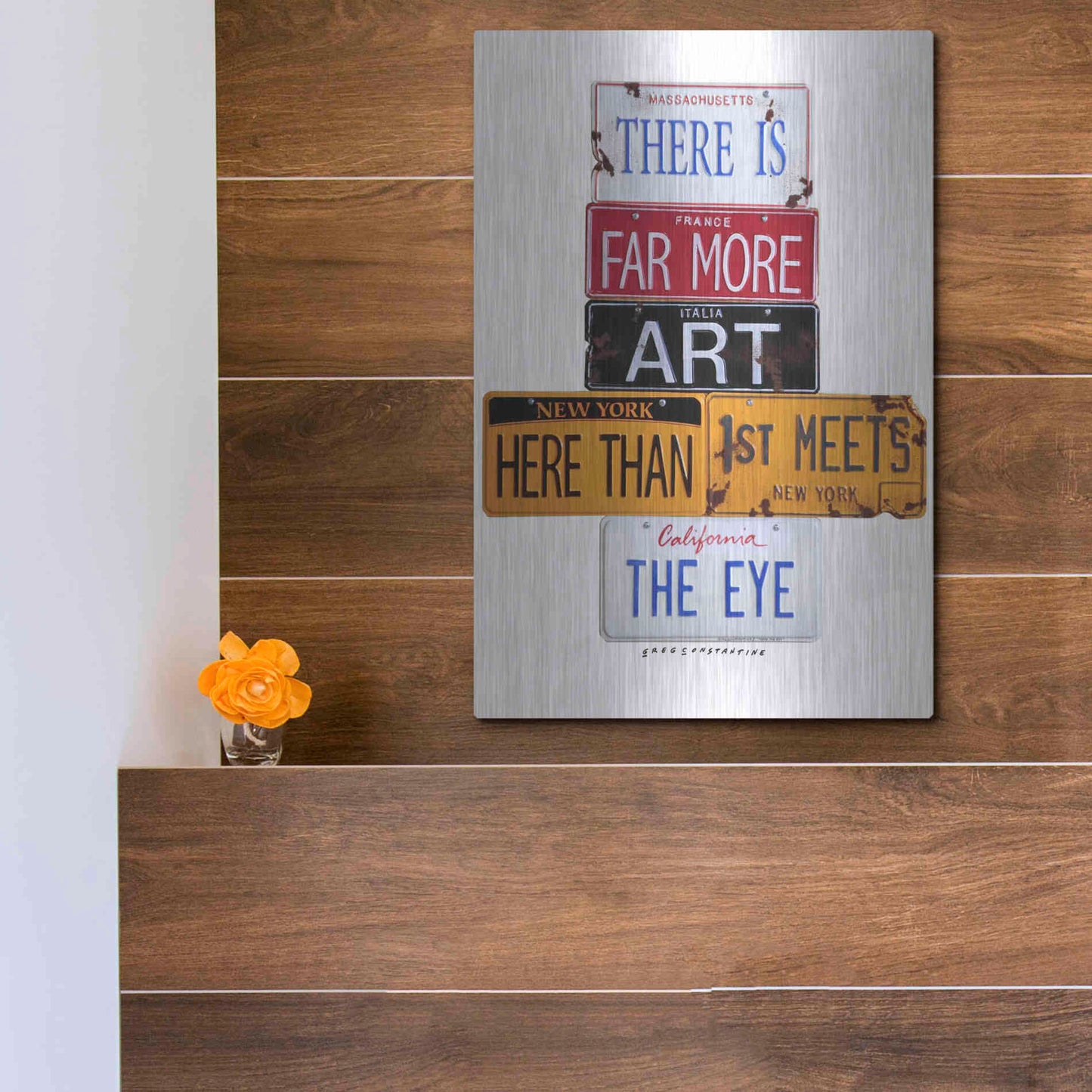 Luxe Metal Art 'Far More Art Here' by Gregory Constantine, Metal Wall Art,12x16