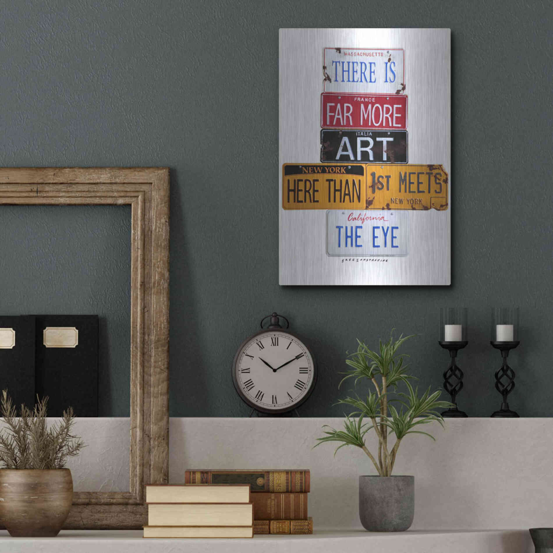 Luxe Metal Art 'Far More Art Here' by Gregory Constantine, Metal Wall Art,12x16