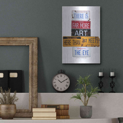 Luxe Metal Art 'Far More Art Here' by Gregory Constantine, Metal Wall Art,12x16