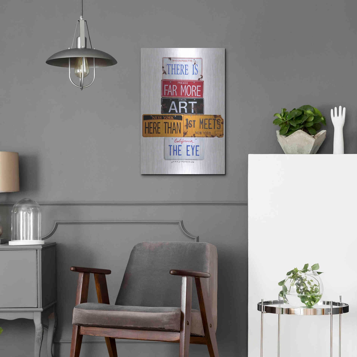 Luxe Metal Art 'Far More Art Here' by Gregory Constantine, Metal Wall Art,16x24