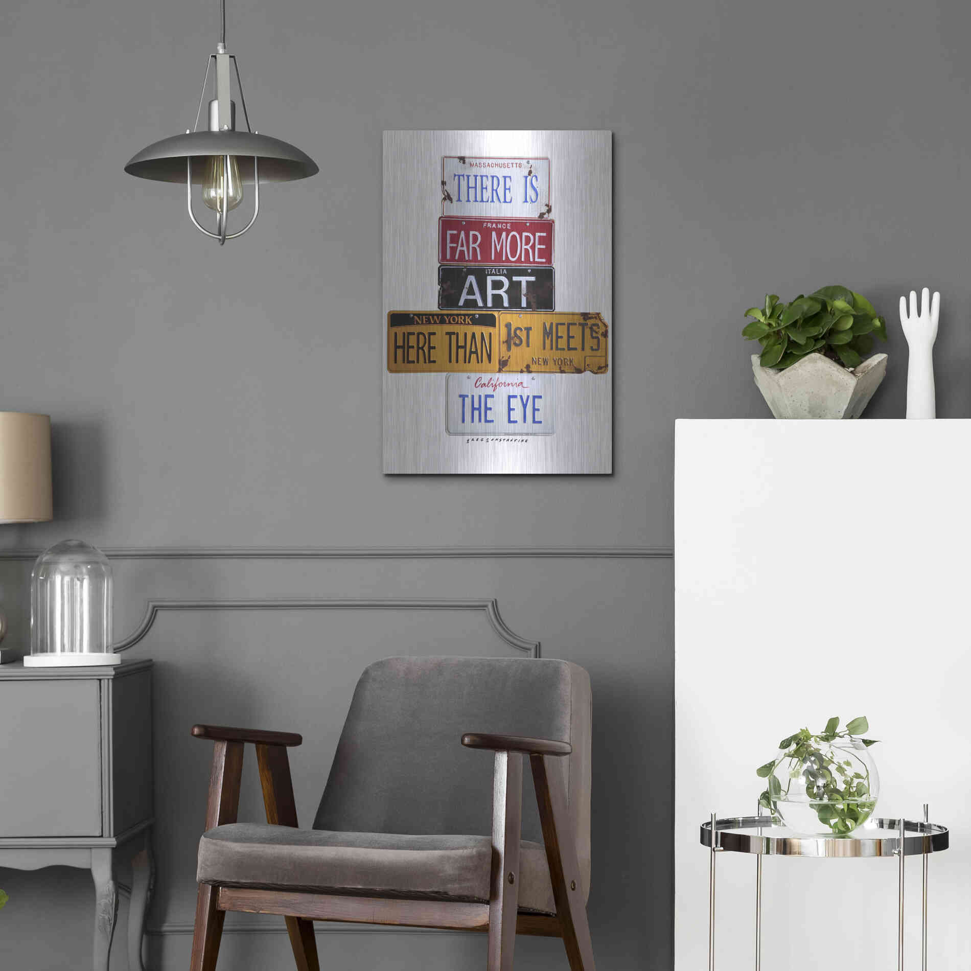 Luxe Metal Art 'Far More Art Here' by Gregory Constantine, Metal Wall Art,16x24