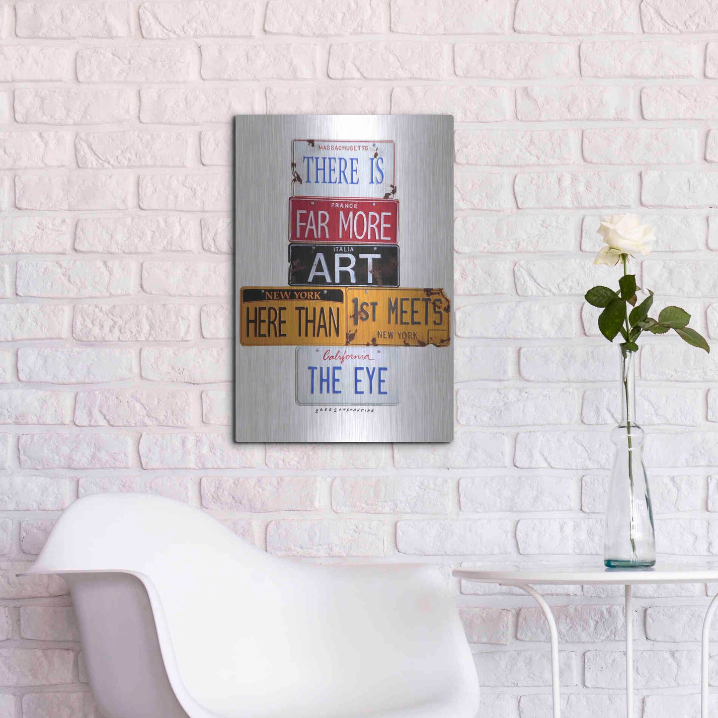 Luxe Metal Art 'Far More Art Here' by Gregory Constantine, Metal Wall Art,16x24