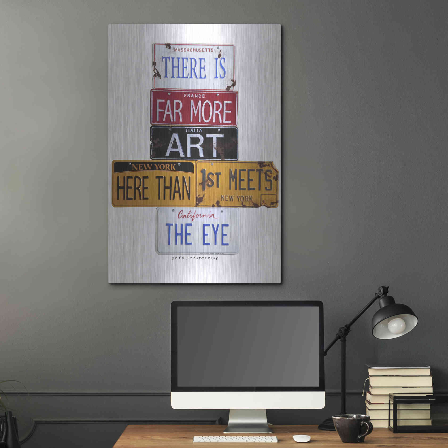 Luxe Metal Art 'Far More Art Here' by Gregory Constantine, Metal Wall Art,24x36