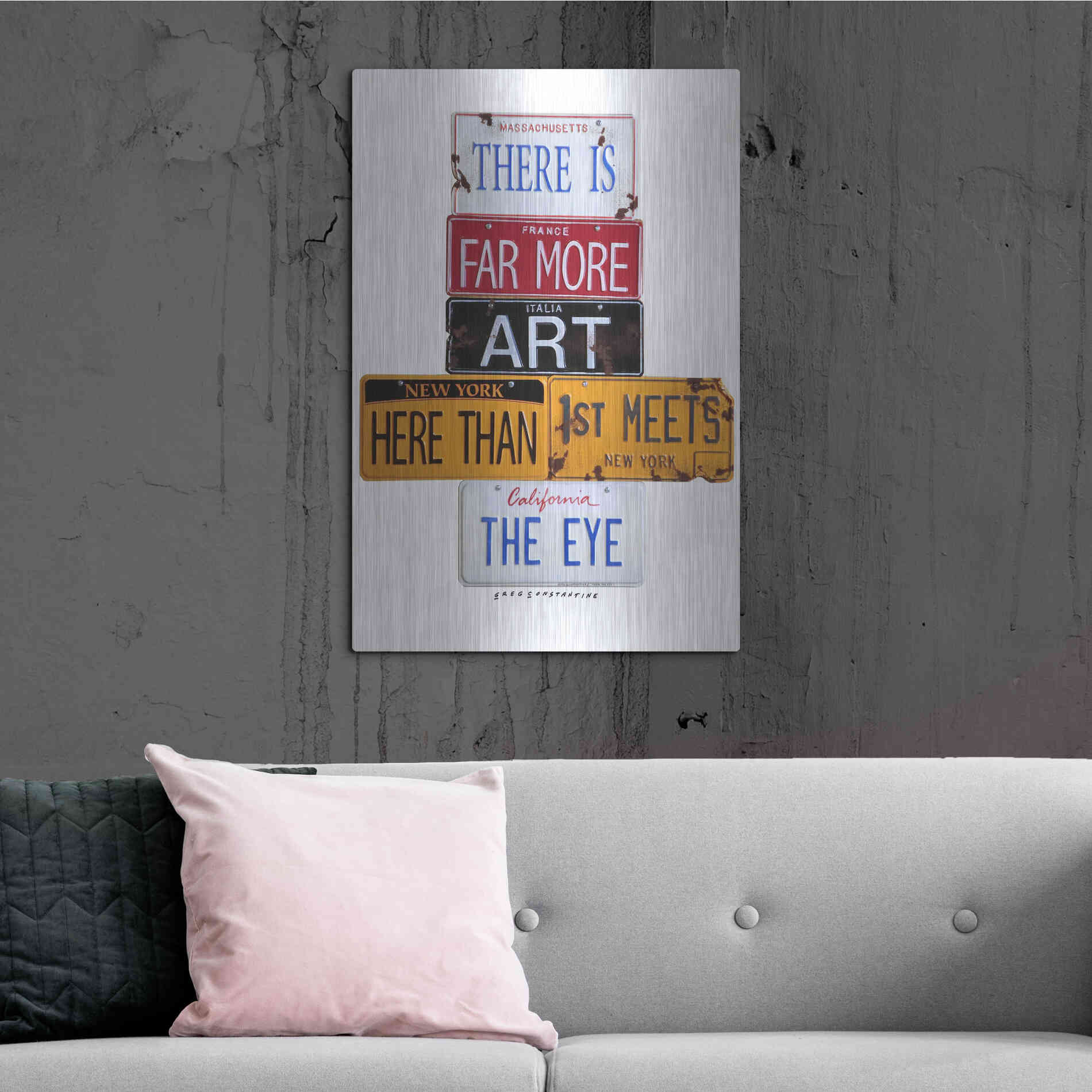 Luxe Metal Art 'Far More Art Here' by Gregory Constantine, Metal Wall Art,24x36