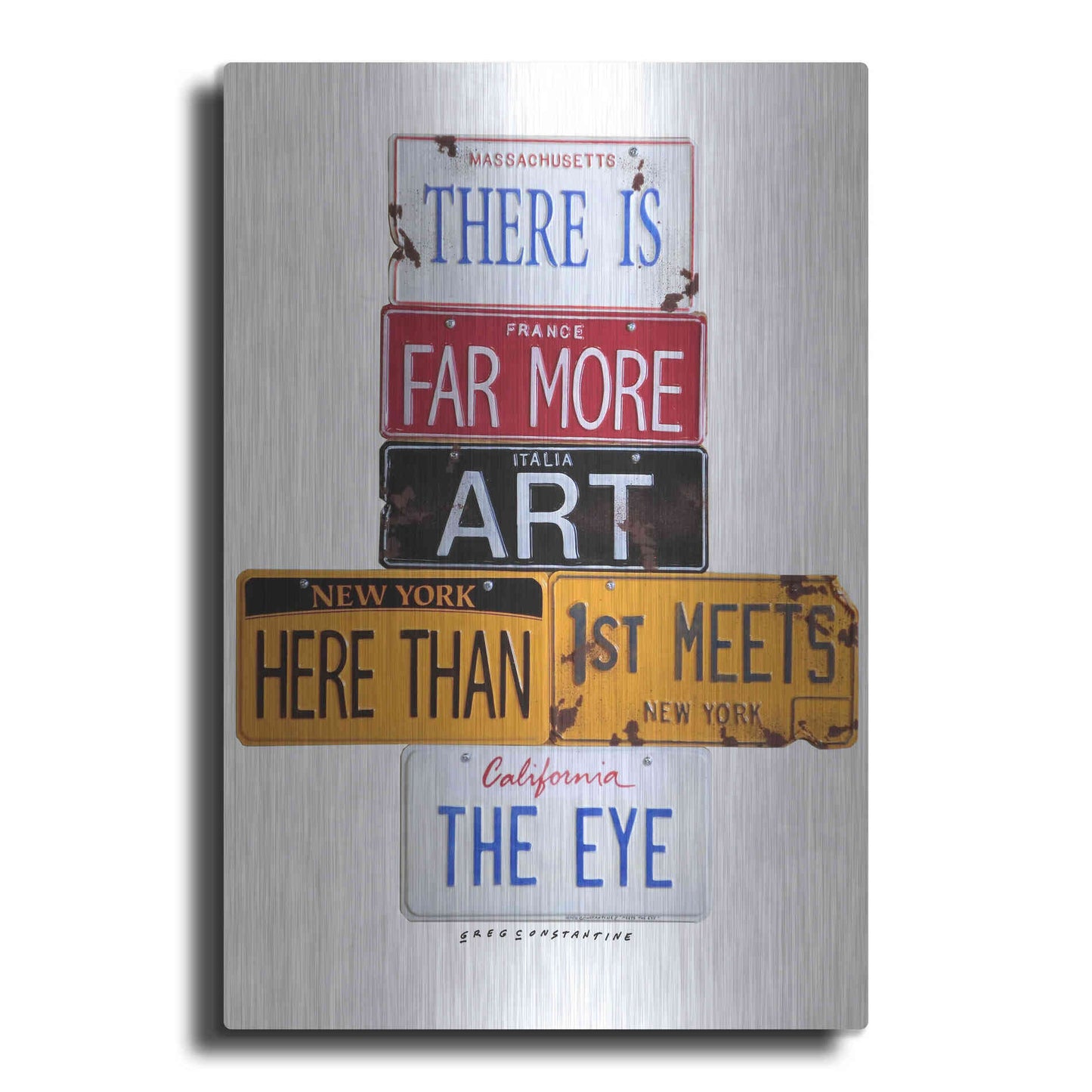 Luxe Metal Art 'Far More Art Here' by Gregory Constantine, Metal Wall Art
