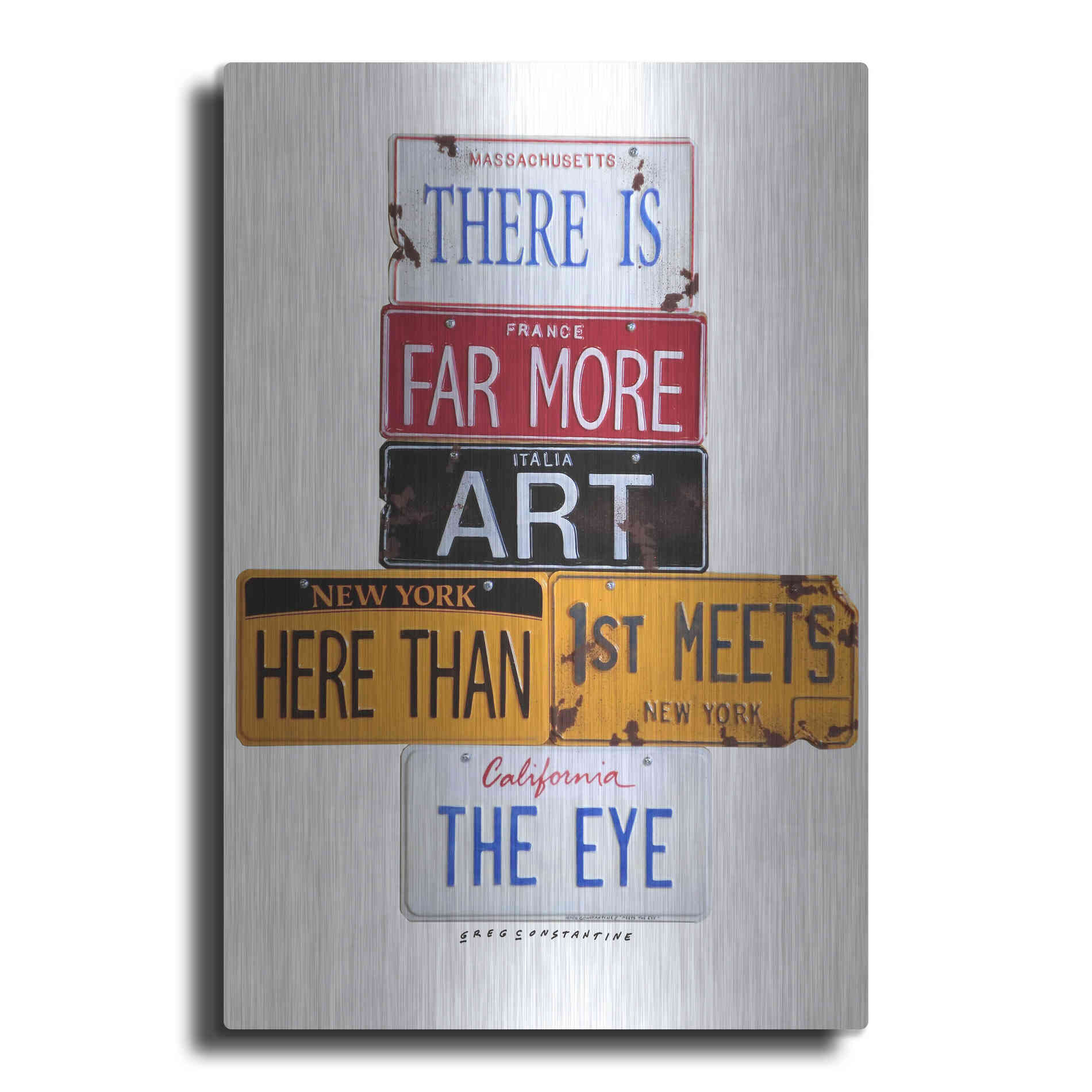 Luxe Metal Art 'Far More Art Here' by Gregory Constantine, Metal Wall Art