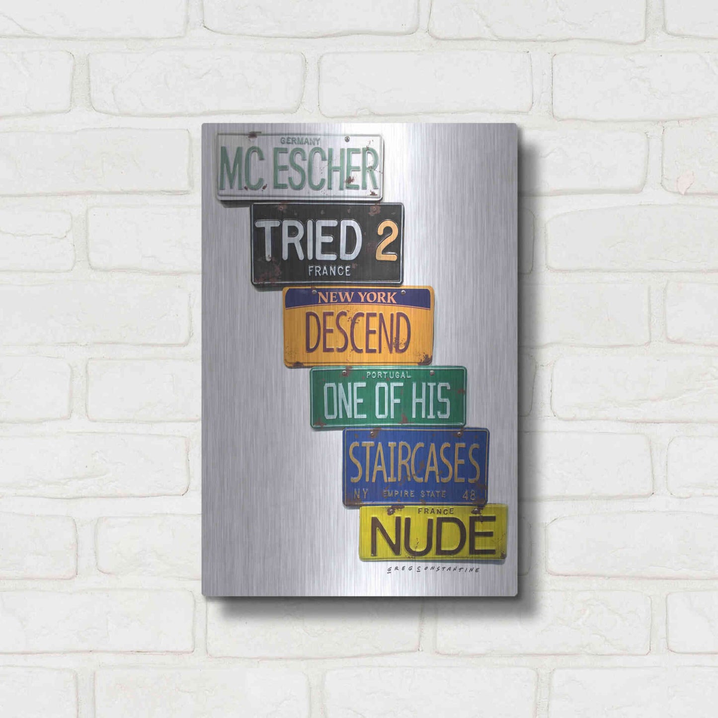 Luxe Metal Art 'Escher Descends' by Gregory Constantine, Metal Wall Art,12x16