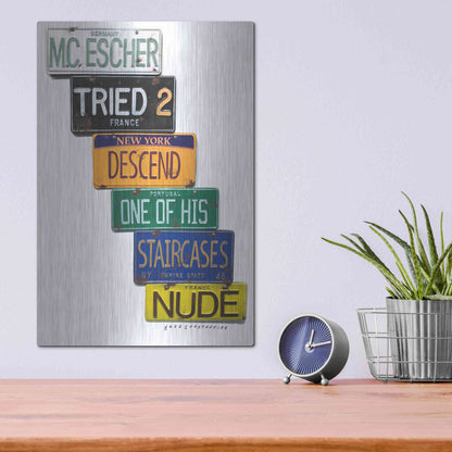 Luxe Metal Art 'Escher Descends' by Gregory Constantine, Metal Wall Art,12x16