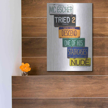 Luxe Metal Art 'Escher Descends' by Gregory Constantine, Metal Wall Art,12x16