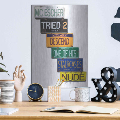 Luxe Metal Art 'Escher Descends' by Gregory Constantine, Metal Wall Art,12x16