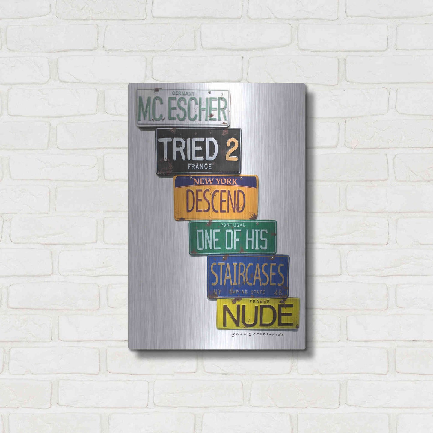 Luxe Metal Art 'Escher Descends' by Gregory Constantine, Metal Wall Art,16x24