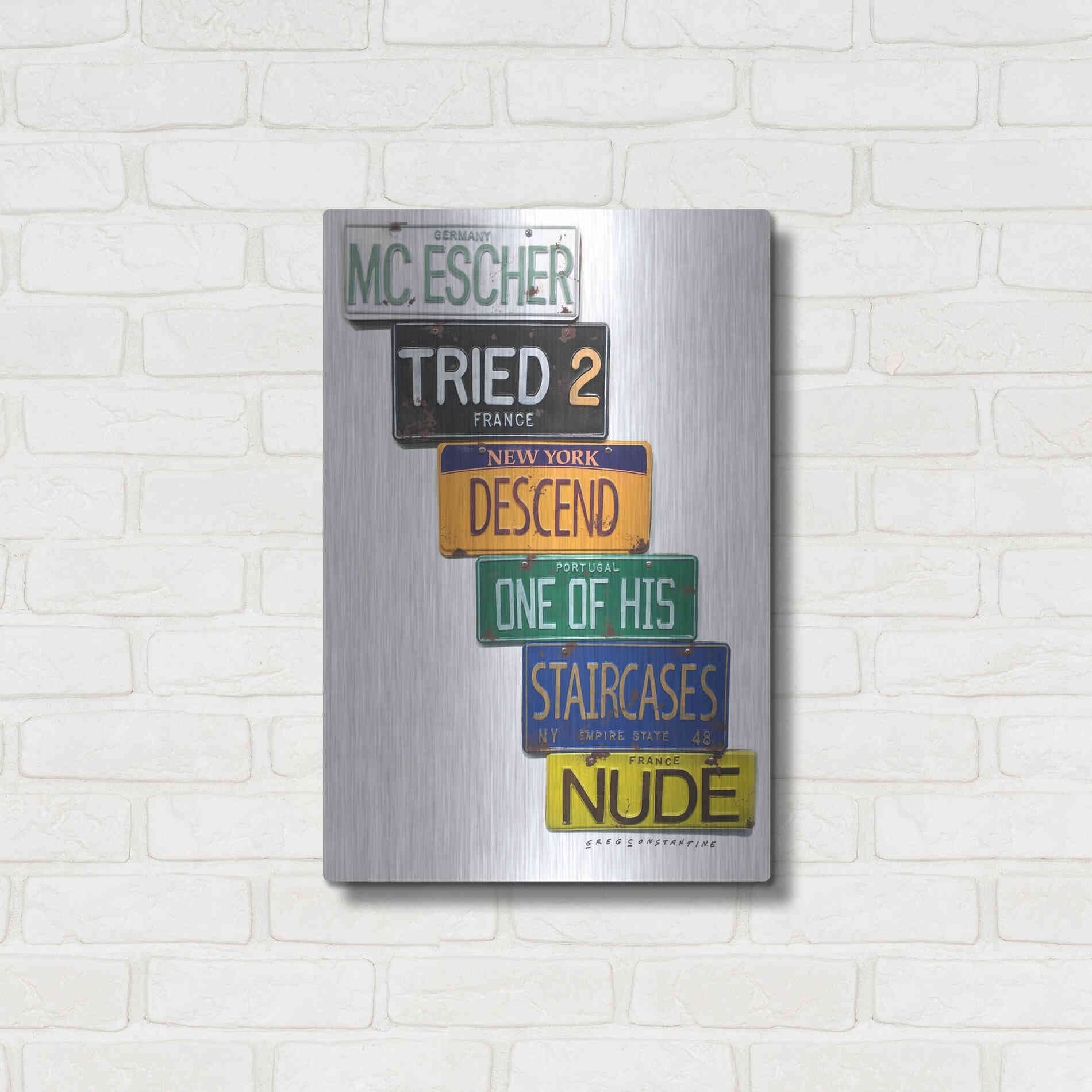 Luxe Metal Art 'Escher Descends' by Gregory Constantine, Metal Wall Art,16x24