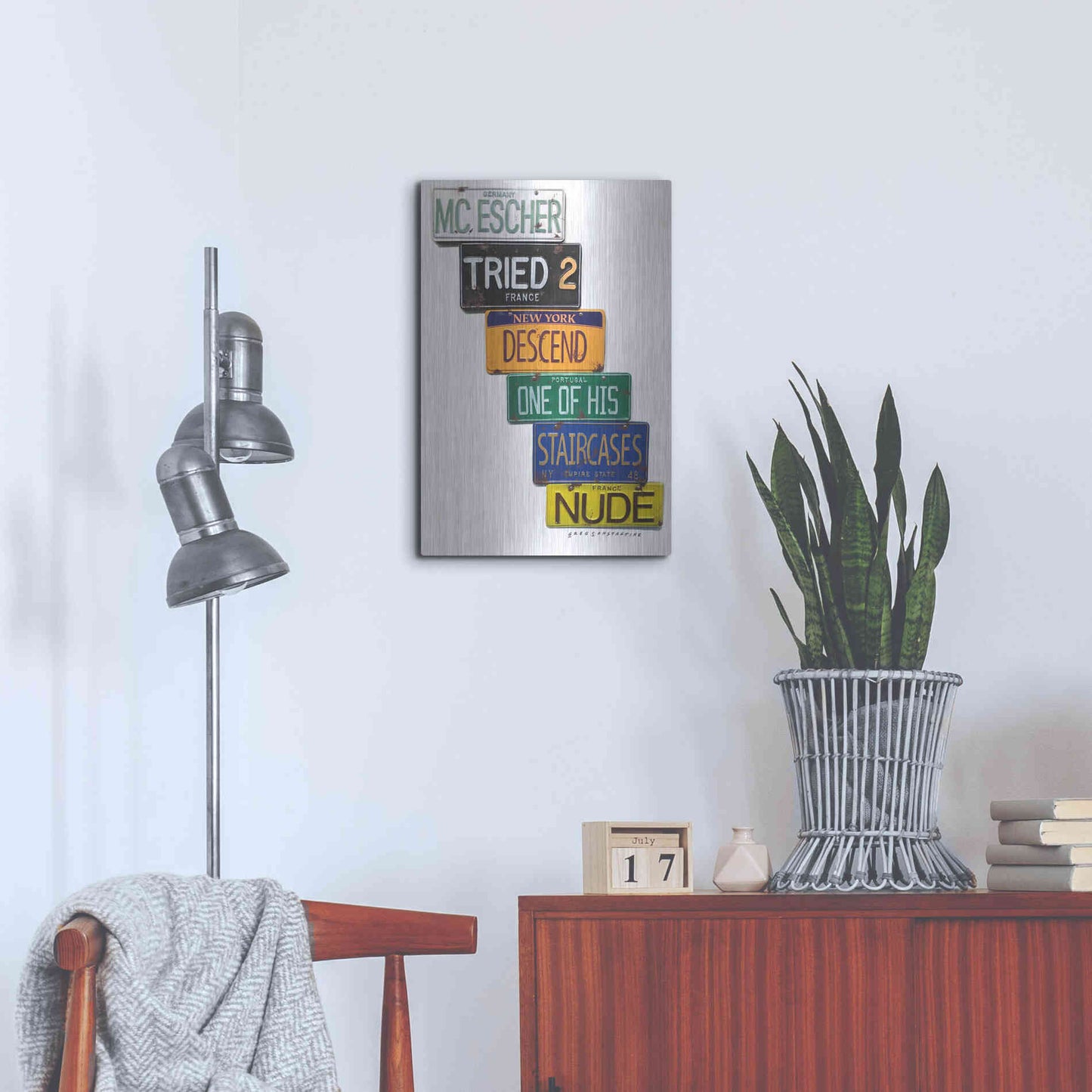 Luxe Metal Art 'Escher Descends' by Gregory Constantine, Metal Wall Art,16x24