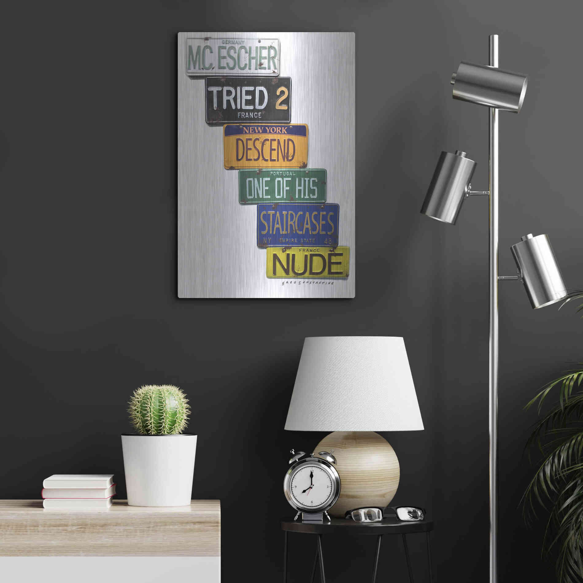 Luxe Metal Art 'Escher Descends' by Gregory Constantine, Metal Wall Art,16x24