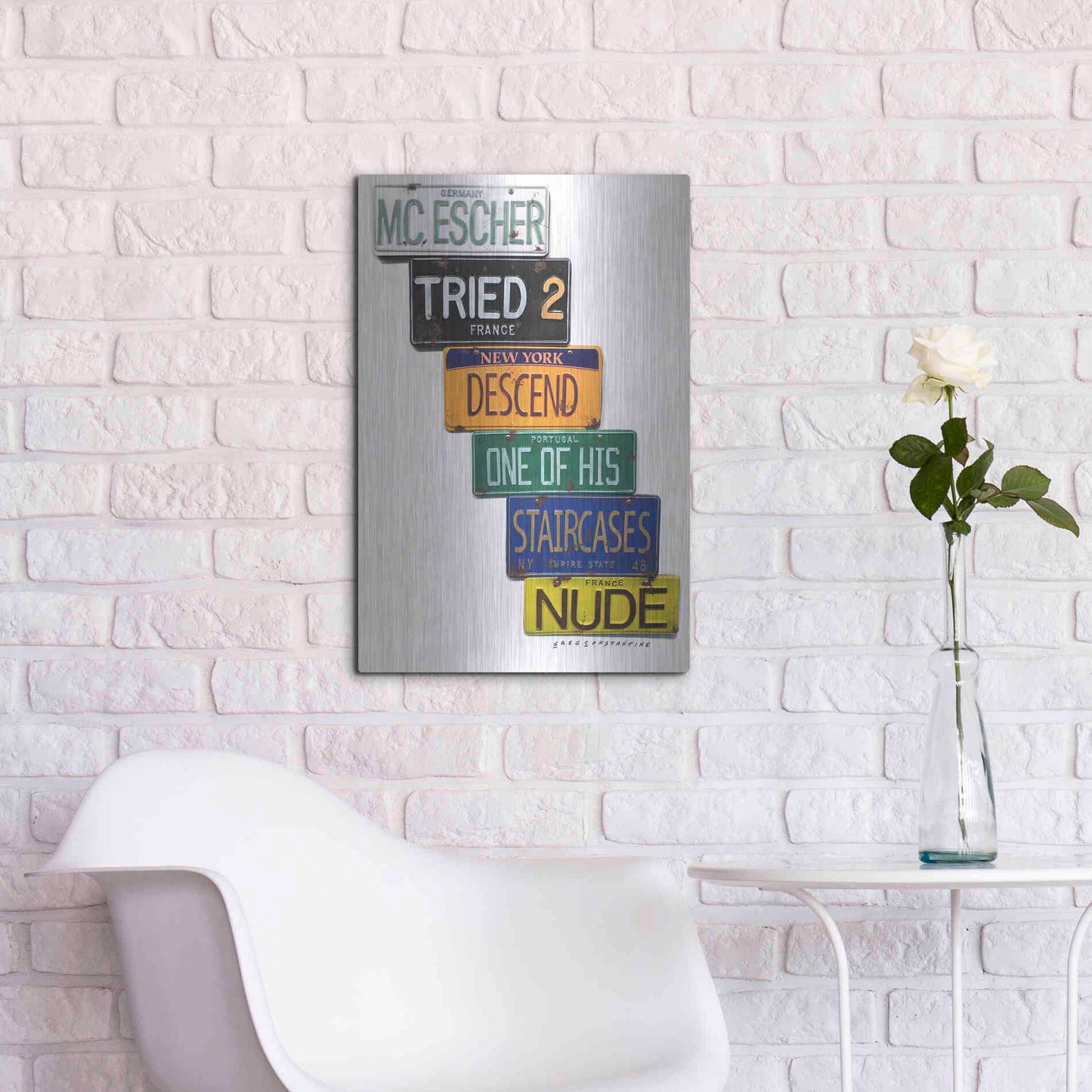 Luxe Metal Art 'Escher Descends' by Gregory Constantine, Metal Wall Art,16x24