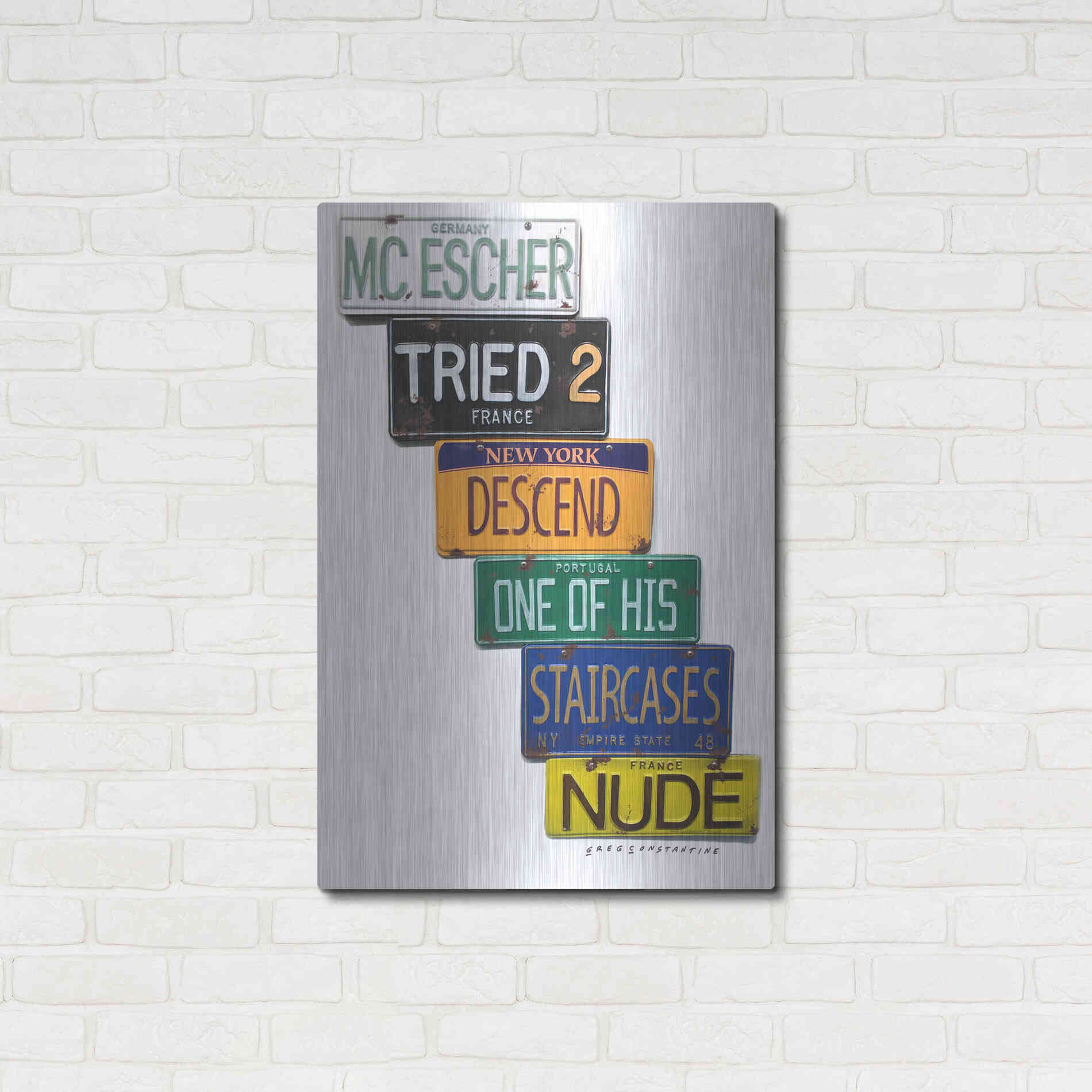 Luxe Metal Art 'Escher Descends' by Gregory Constantine, Metal Wall Art,24x36