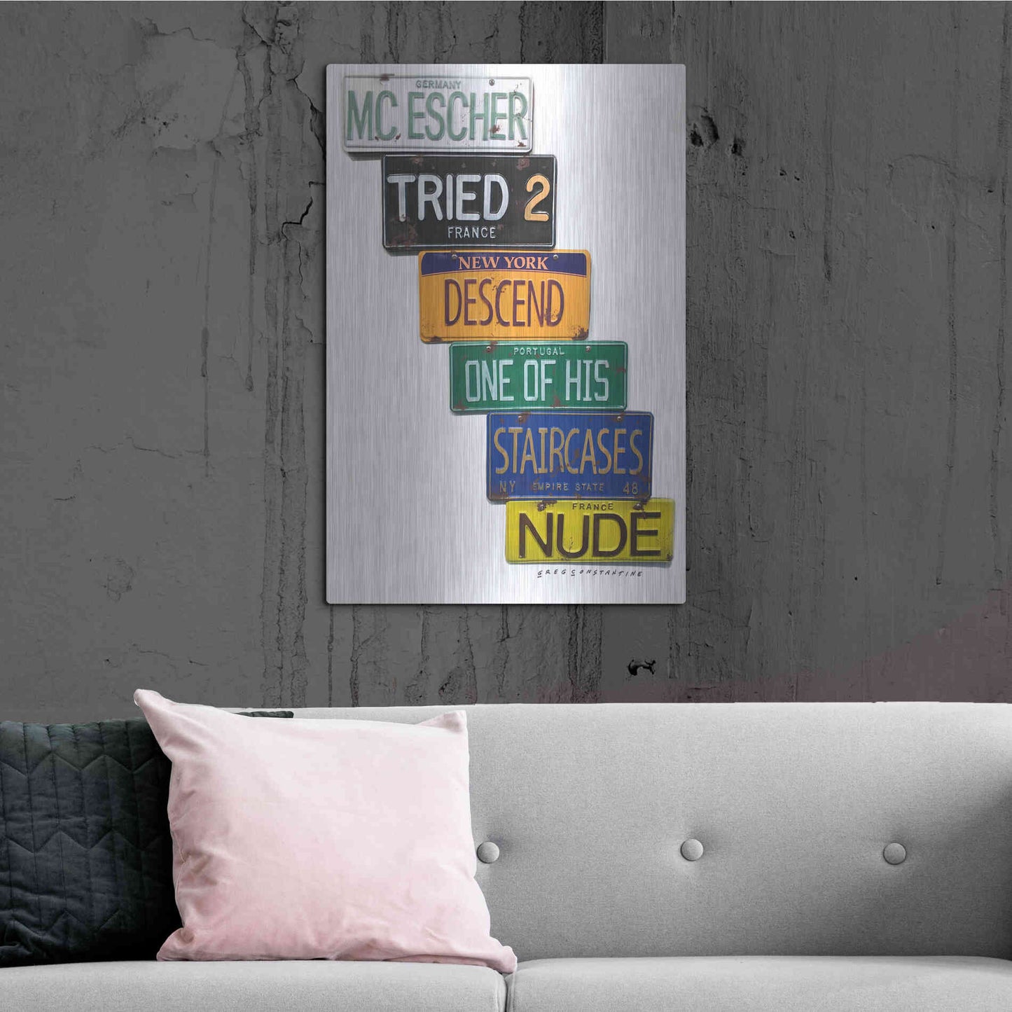 Luxe Metal Art 'Escher Descends' by Gregory Constantine, Metal Wall Art,24x36