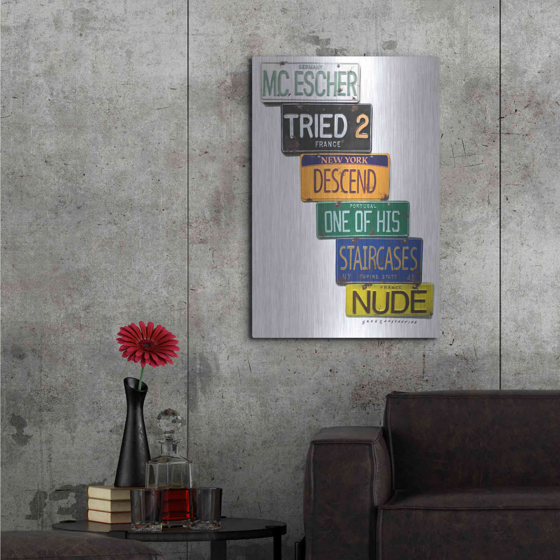 Luxe Metal Art 'Escher Descends' by Gregory Constantine, Metal Wall Art,24x36