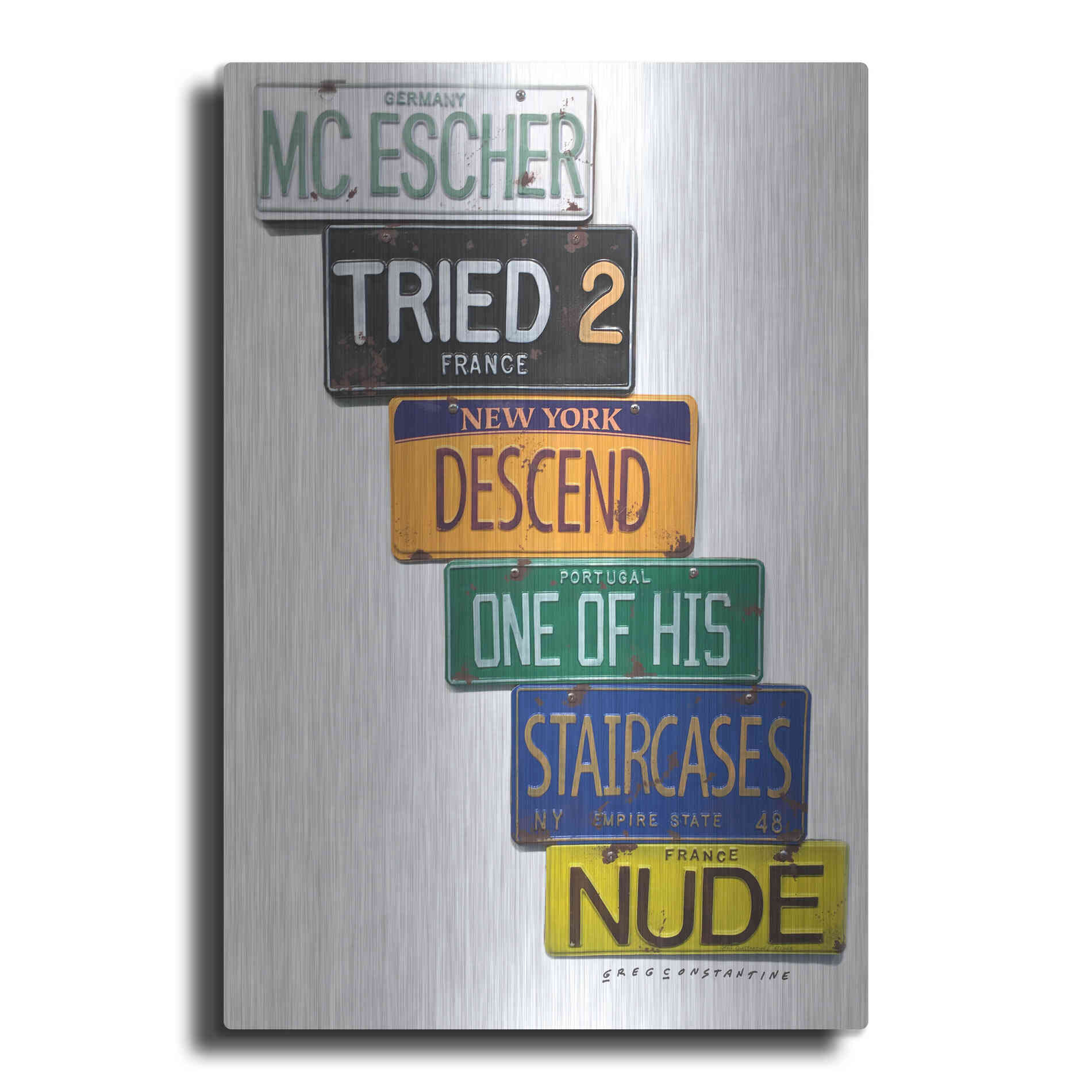 Luxe Metal Art 'Escher Descends' by Gregory Constantine, Metal Wall Art