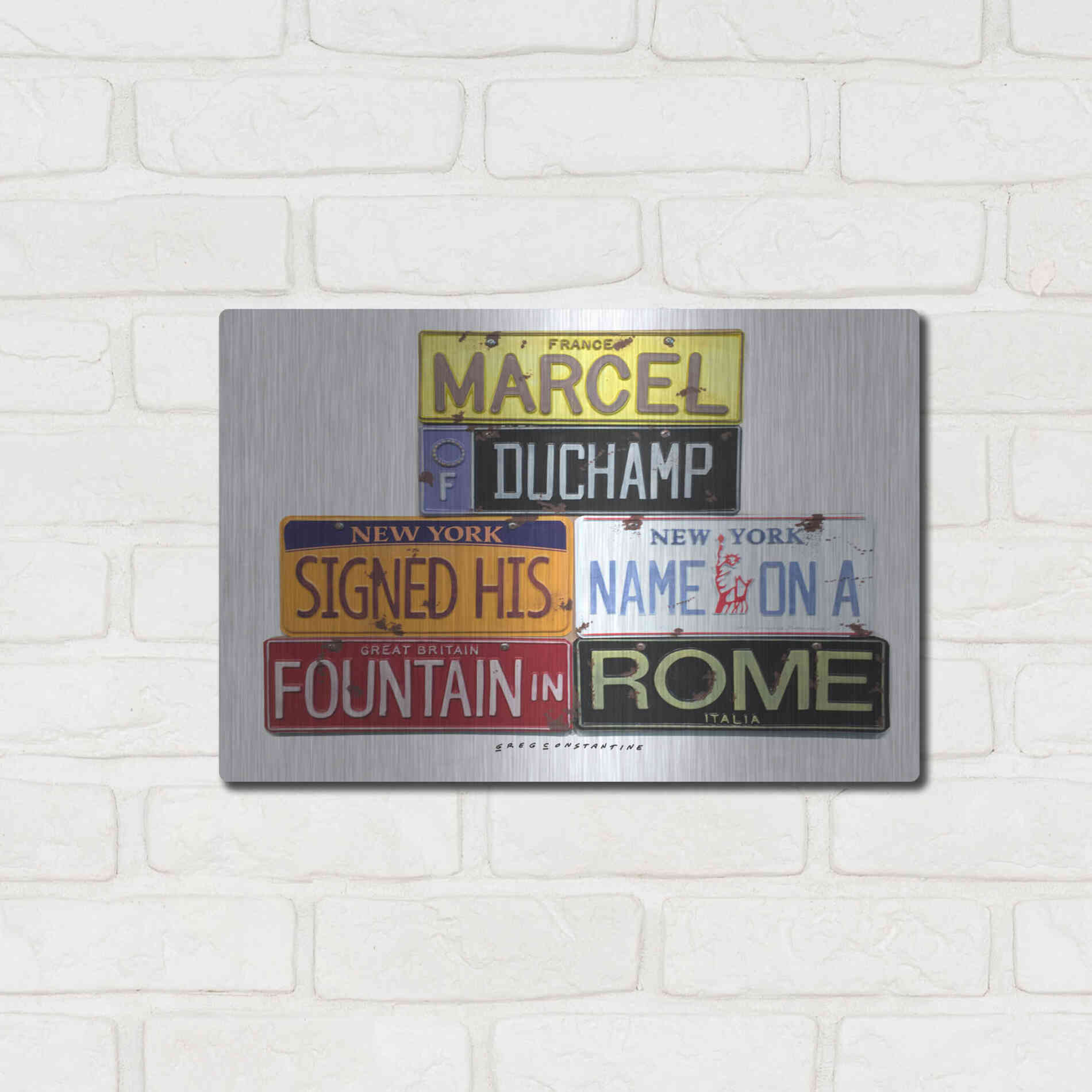 Luxe Metal Art 'Duchamp Fountain' by Gregory Constantine, Metal Wall Art,16x12