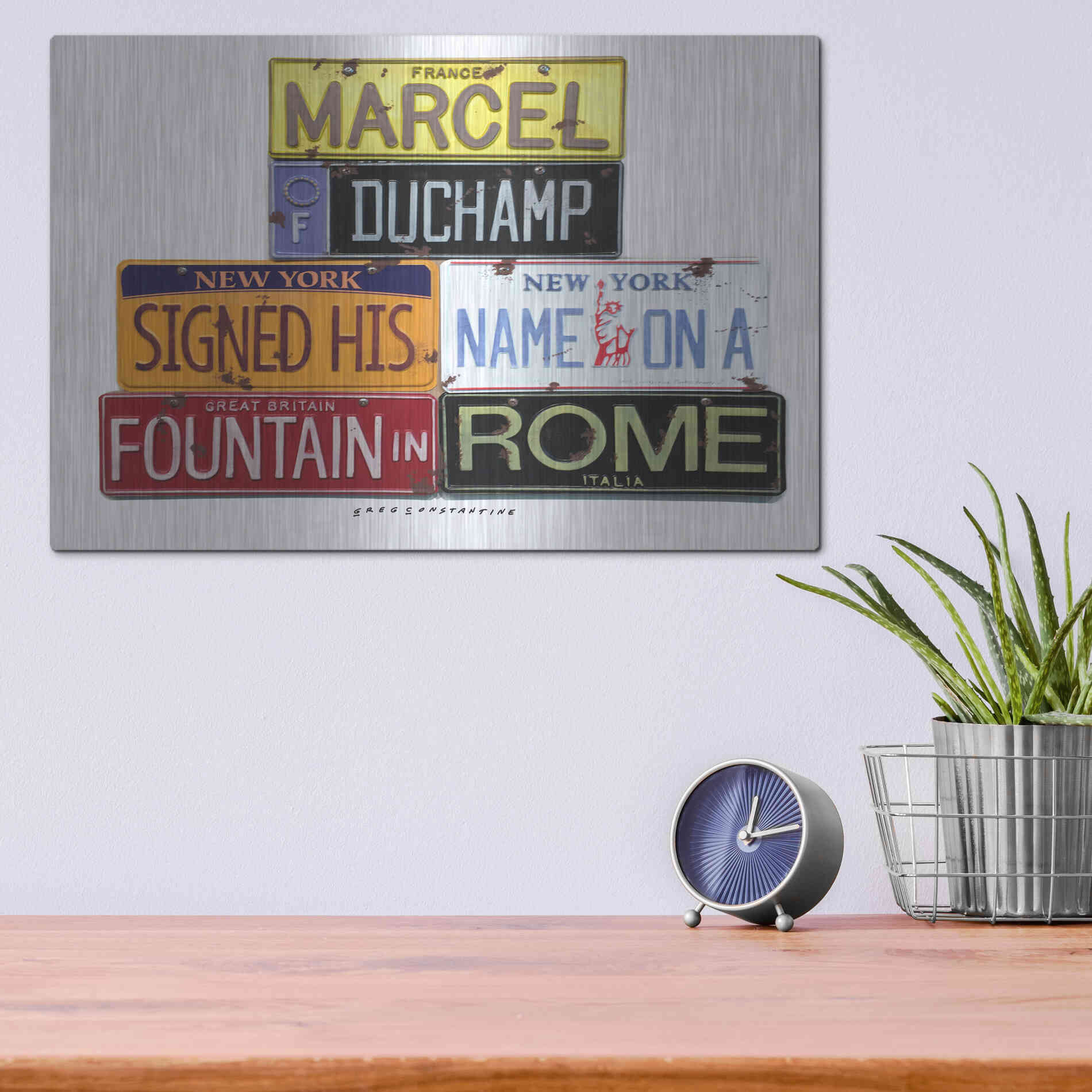 Luxe Metal Art 'Duchamp Fountain' by Gregory Constantine, Metal Wall Art,16x12