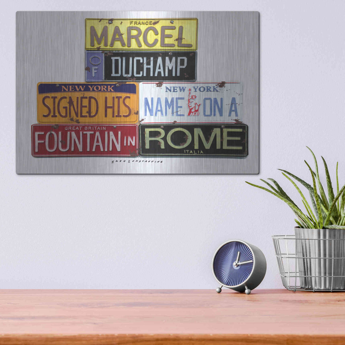 Luxe Metal Art 'Duchamp Fountain' by Gregory Constantine, Metal Wall Art,16x12