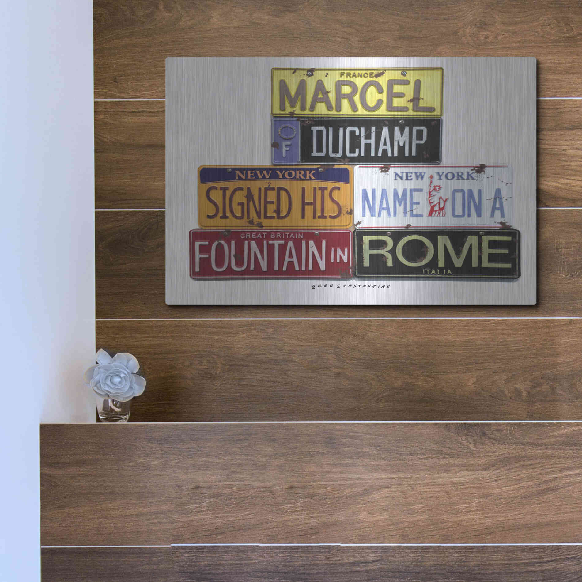 Luxe Metal Art 'Duchamp Fountain' by Gregory Constantine, Metal Wall Art,16x12