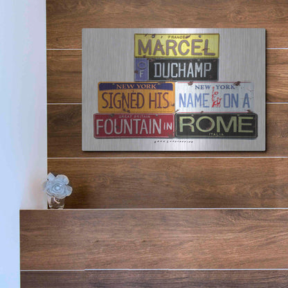 Luxe Metal Art 'Duchamp Fountain' by Gregory Constantine, Metal Wall Art,16x12