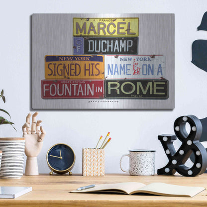 Luxe Metal Art 'Duchamp Fountain' by Gregory Constantine, Metal Wall Art,16x12