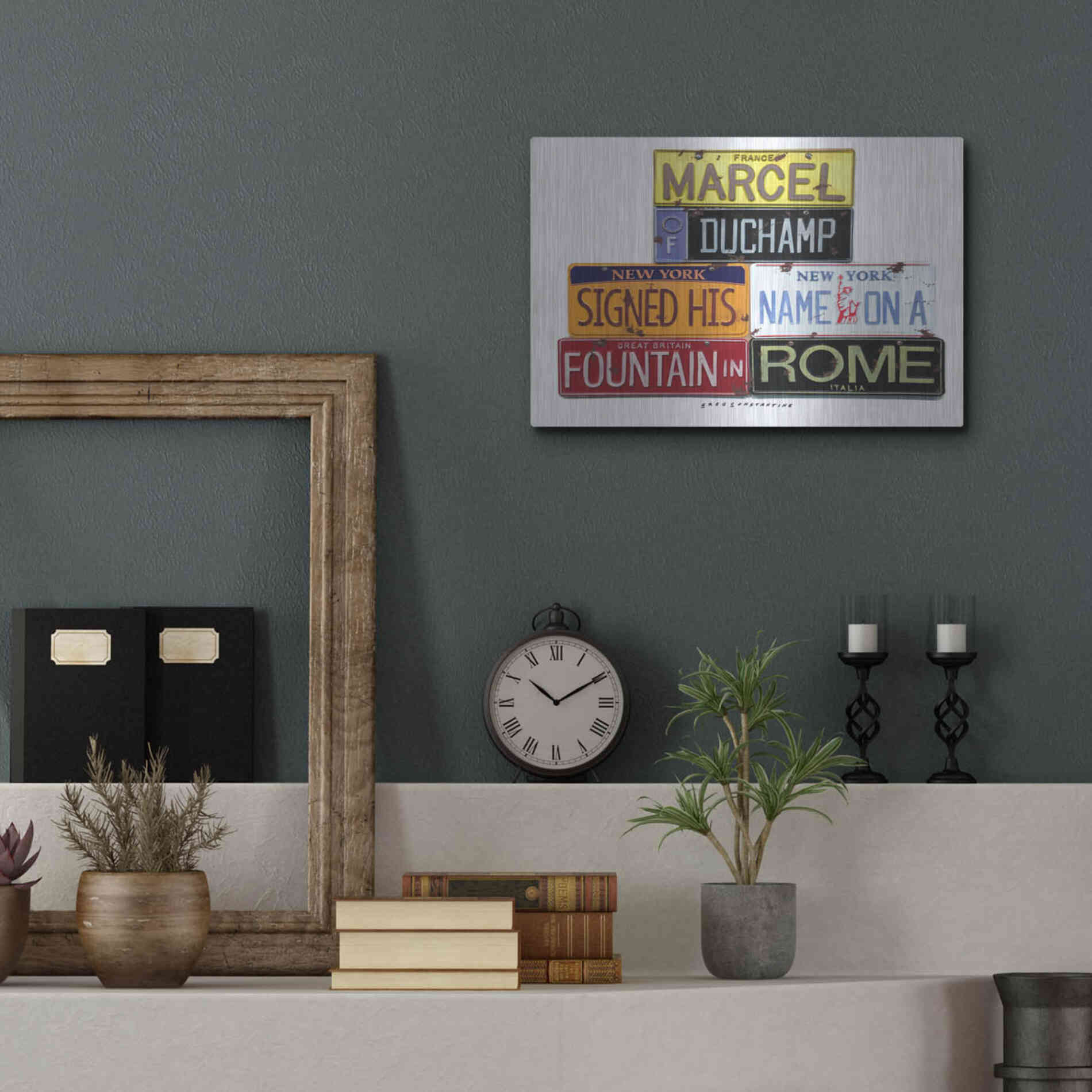 Luxe Metal Art 'Duchamp Fountain' by Gregory Constantine, Metal Wall Art,16x12